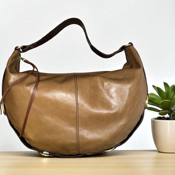 HOBO International The Original Tan Leather Shoulder Bag Large Boho Carryall - Picture 1 of 10